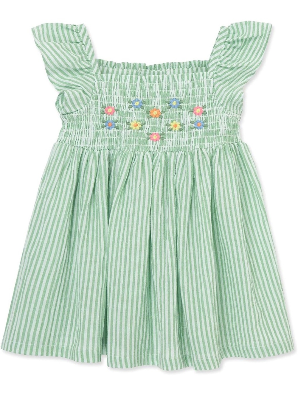 Little Me Green Embroidered Seersucker Sundress 2T NWT